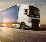 LKW mit Lastwagenfahrer